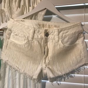 American Eagle White Cutoff Shorts with Sequins